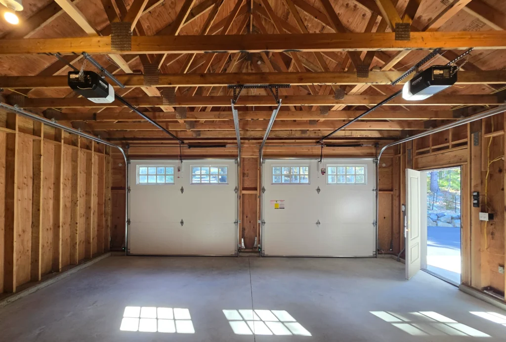 Spacious garage with two doors
